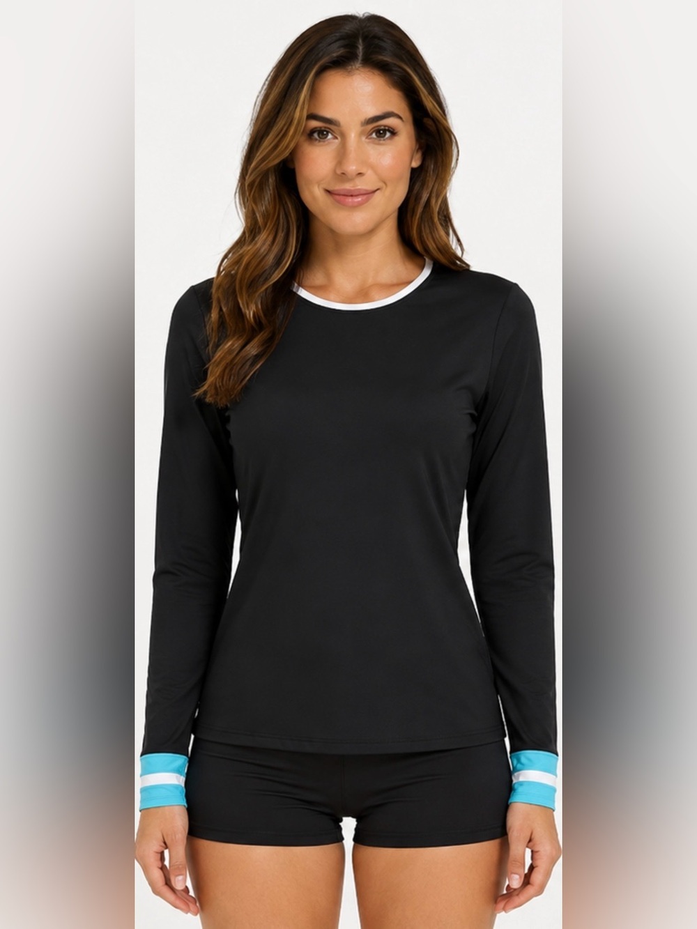 LANDSEND Women's Plus SunShade UPF 50 Long Sleeve Relaxed Rash Guard Swim Tee